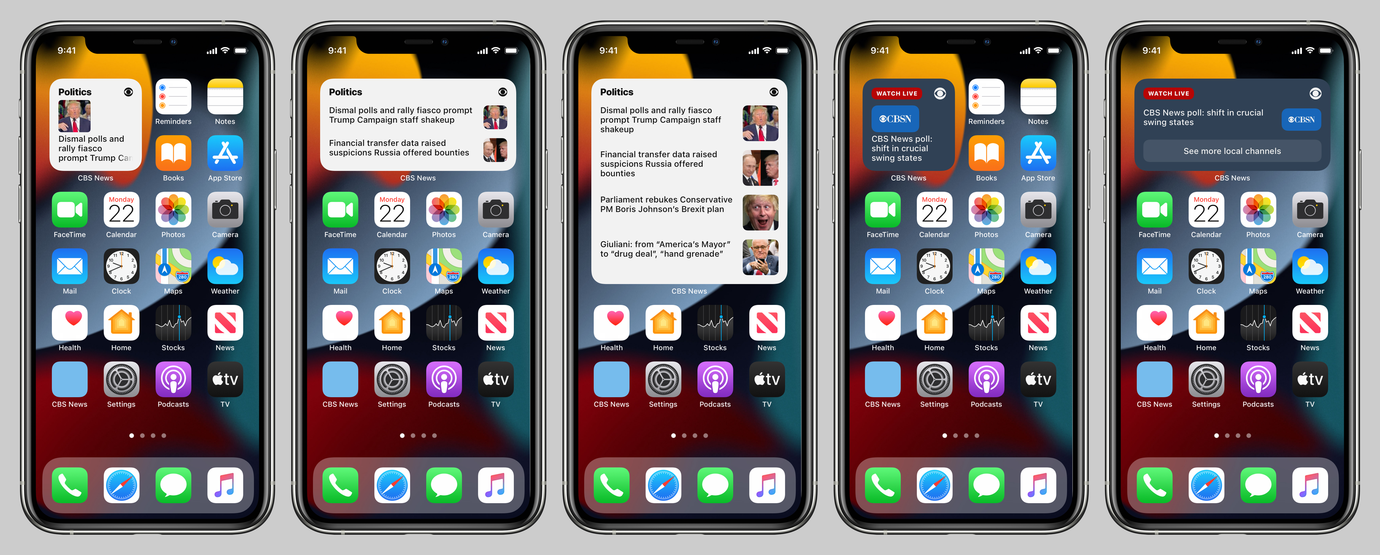 CBS News app widgets