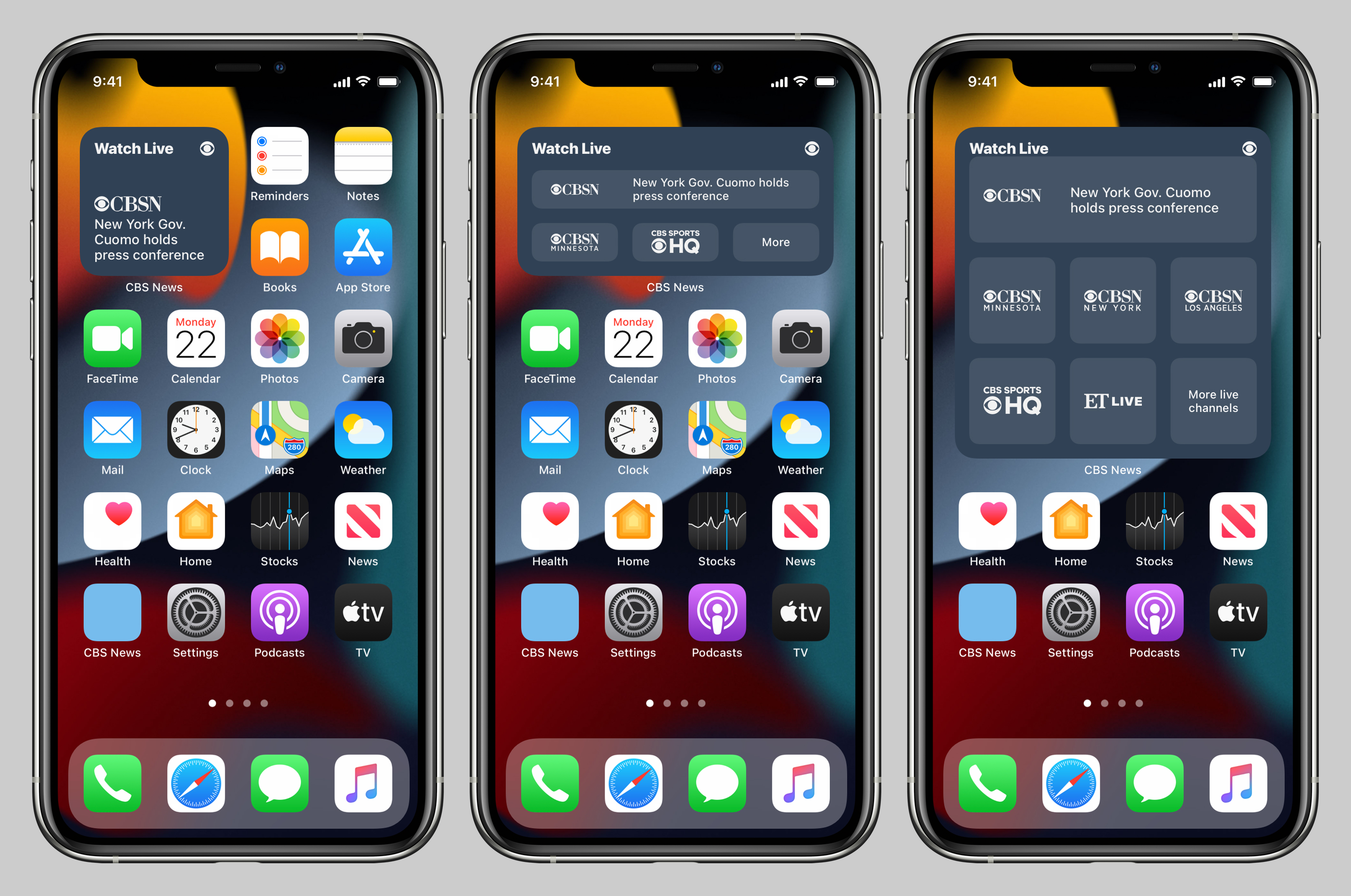 CBS News app widgets