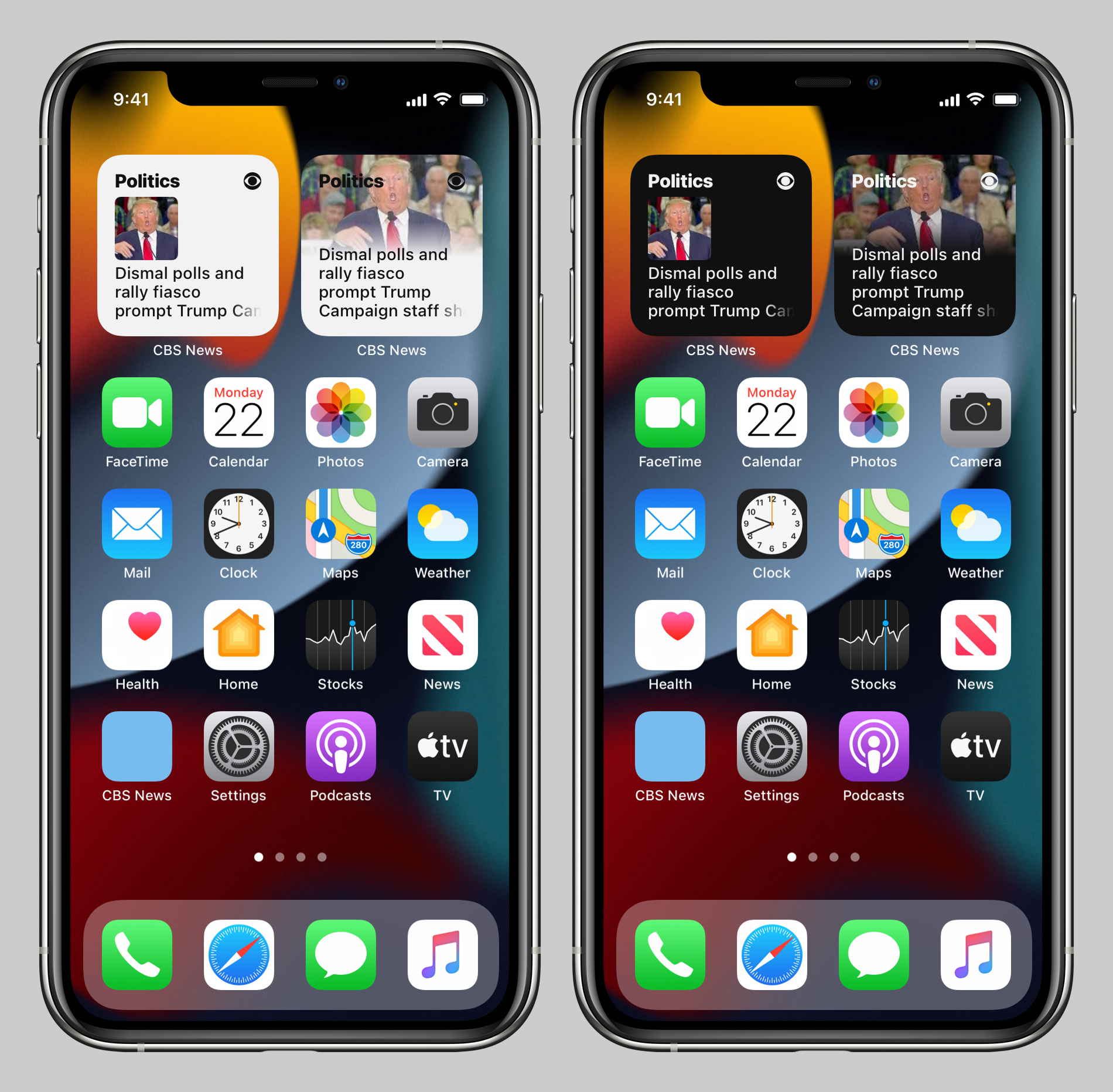 CBS News app widgets