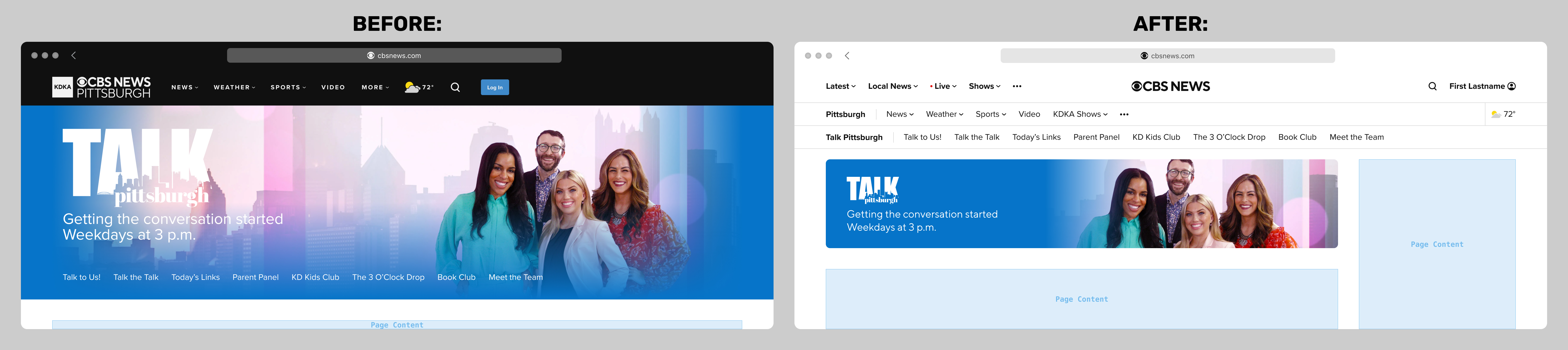 CBS News web navigation