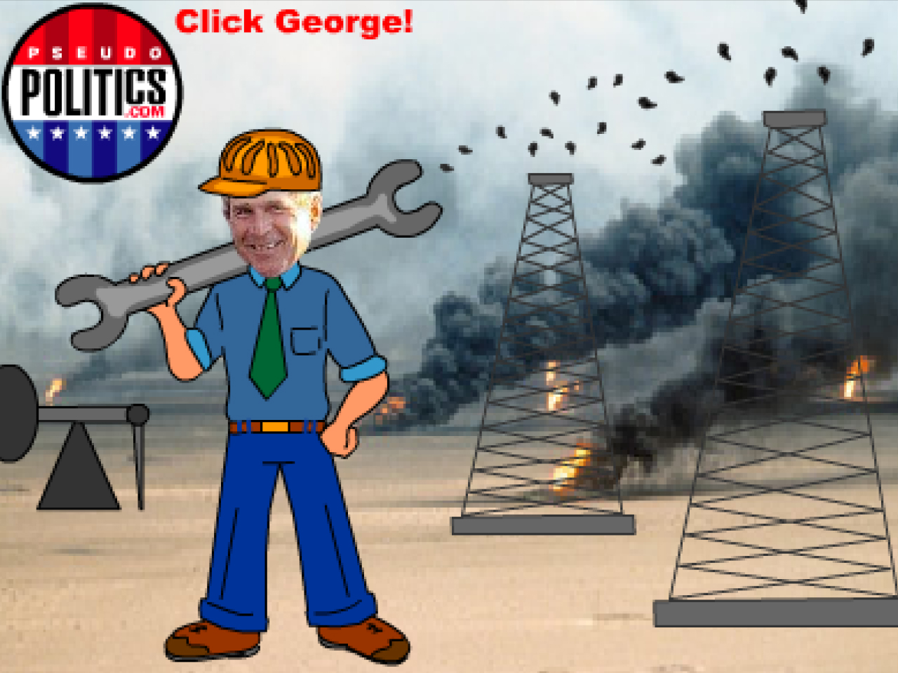 A still from the Pseudo Click-a-Candidate animated cartoon series.