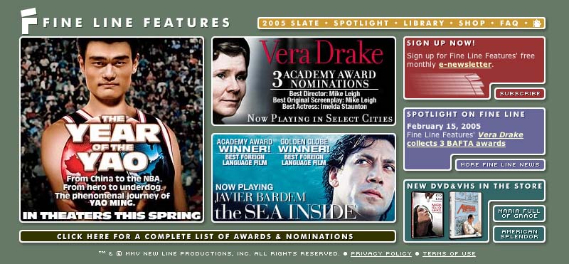 Fine Line Features - Home Screen