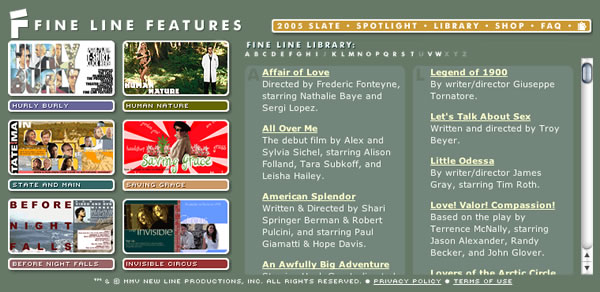 Fine Line Features - Library Screen