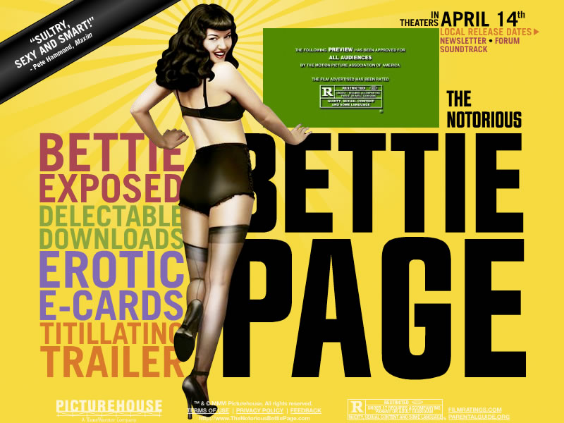 The Notorious Bettie Page - Home Screen