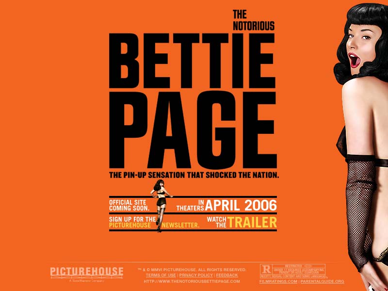 A screenshot of The Notorious Bettie Page website teaser.