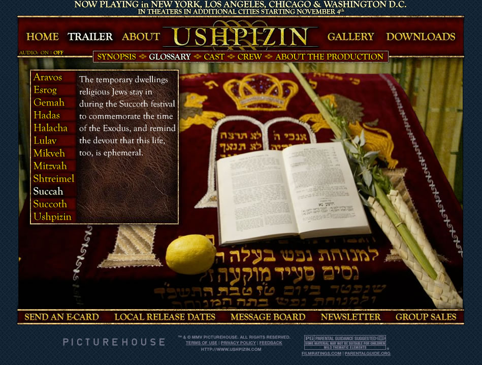 Ushpizin - Glossary Screen