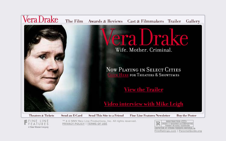 Vera Drake - Home Screen