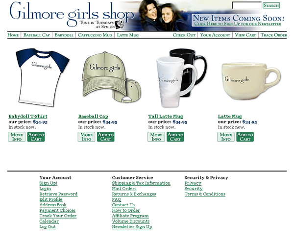 Gilmore Girls Shop -  Home Screen