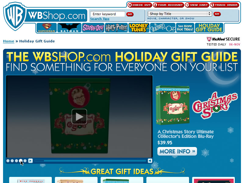 WBshop.com - Holiday Gift Guide Screen